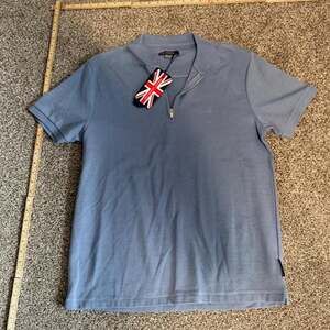 French Connection Blue Zip Polo Shirt